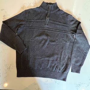 Dockers Gray Cotton Long Sleeve Sweater, 1/4 Zipper Mock Turtleneck
